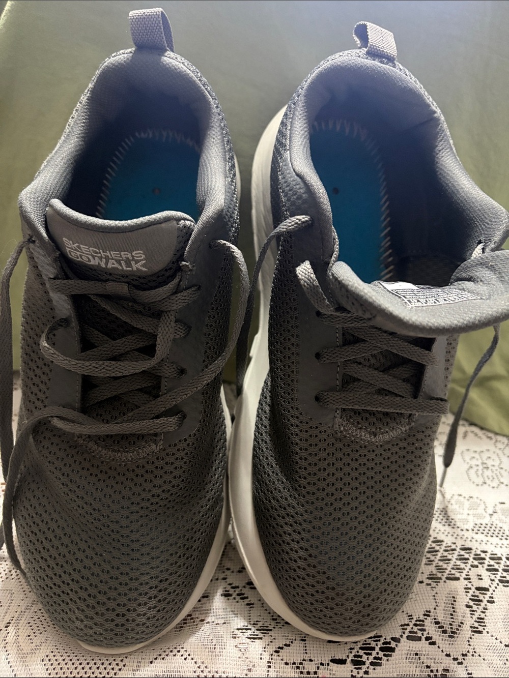 Skechers Gray Mesh Slip-On Sneakers 9.5 x-wide